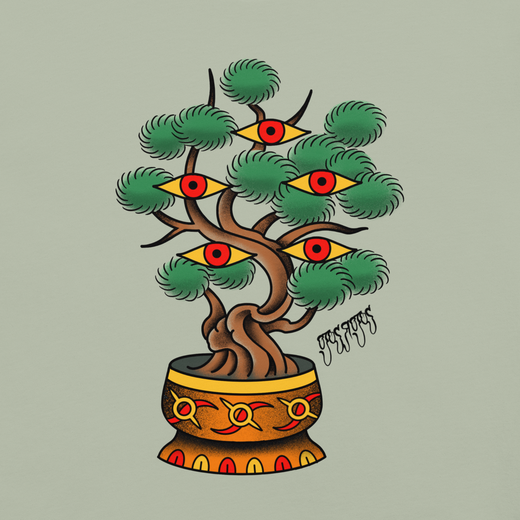 Bold eyed bonzai loose fit t-shirt - premium heavyweight graphic Tee