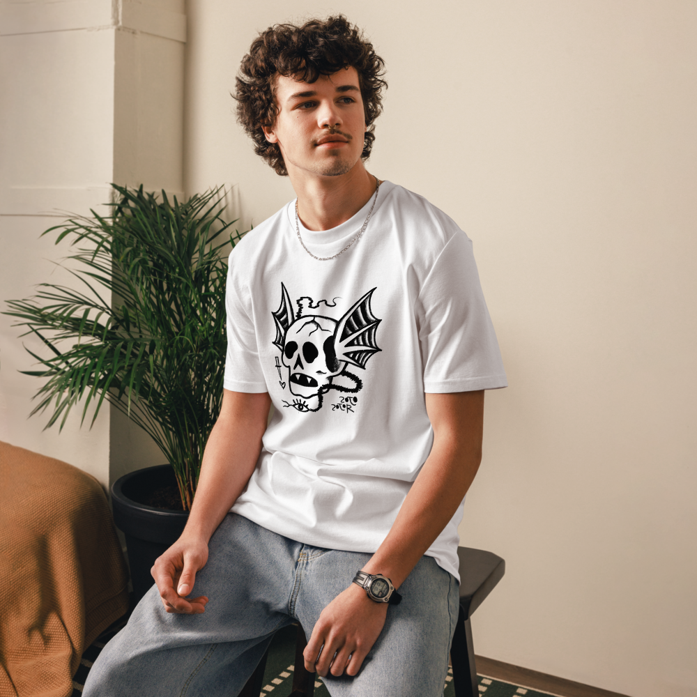 Bat Skull Tee — Hand-drawn Streetwear Graphic T-Shirt